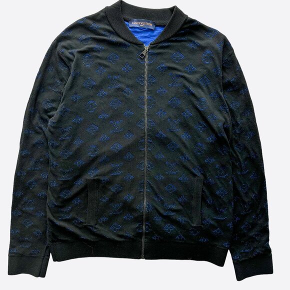 Louis Vuitton Black & Blue Drop Needle Monogram Bomber